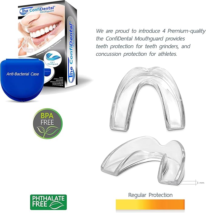 The ConfiDental Mouth Guard for Grinding Teeth at Nighttime Pack of 6 Moldable Dental Bite Guards for Clenching and Bruxism, Custom Fit for Comfortable Sleep