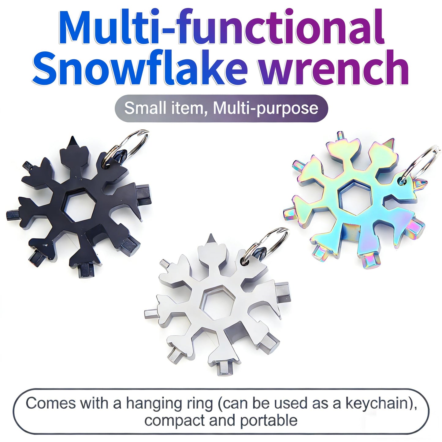 3Packs Snowflake Multi Tool, 18-in-1 Stainless Steel Snowflake Multitool for Bottle Opener and Flat Phillips Screwdriver Kit/Wrench,for Men Adults Da (3 PCS-A)