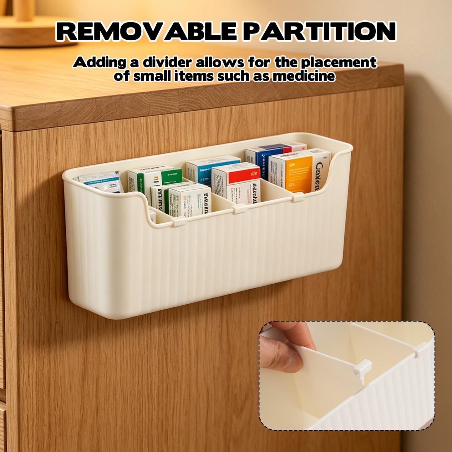 Rainmae 2 Pack Kitchen Cabinet Door Organizer, Lid Organizer Inside Cabinet Wall Mounted Plastic Storage Box Under Sink Door Organizer Lunchbox Lid Container for Kitchen Bathroom Organization