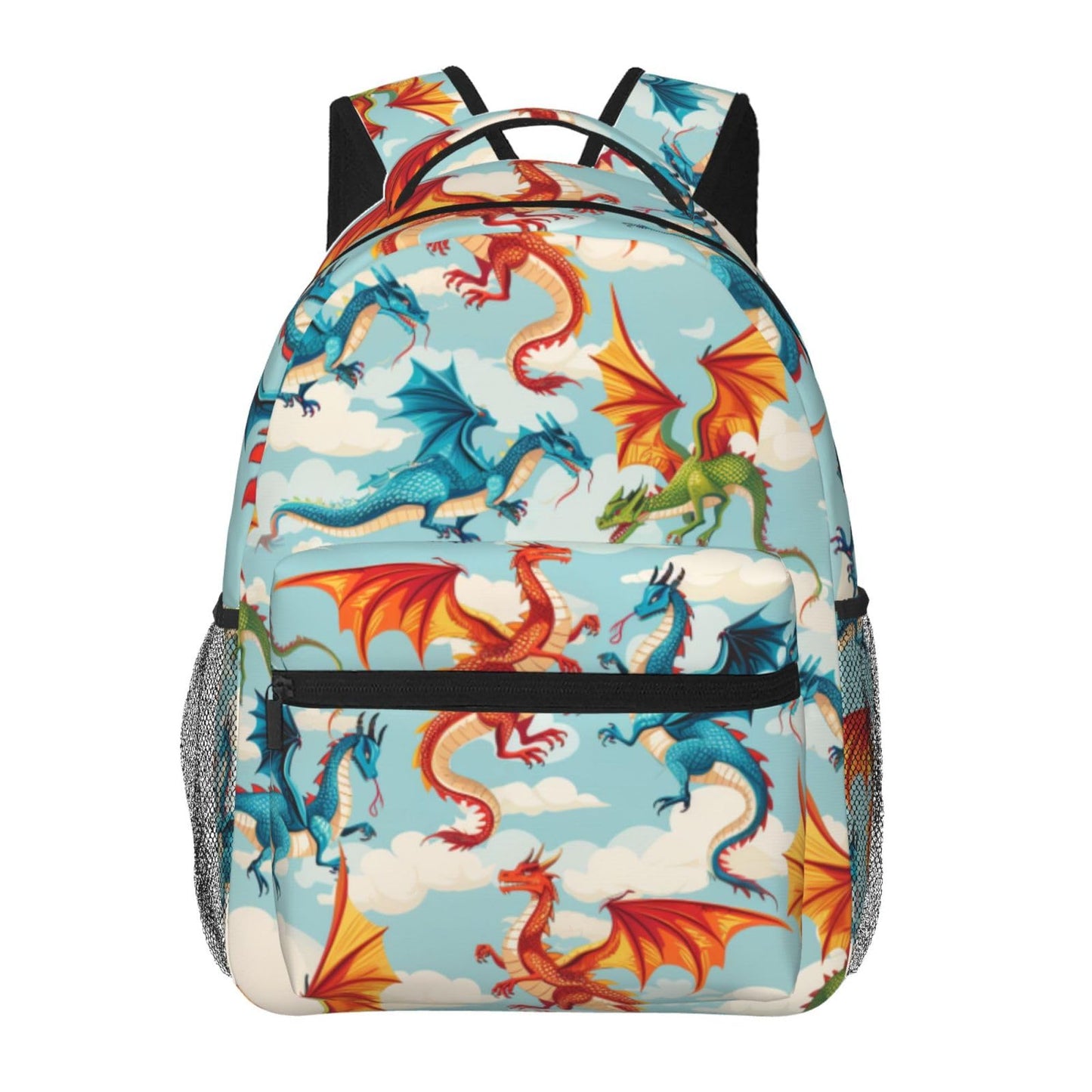 TRYYN Dragon Casual Backpack, Lightweight Laptop Bag Daypack, Cute Fire-Breathing Dragons Backpacks for Women Men Teens Students,Mystical Polyester Bookbag Gifts for School Work Travel Hiking