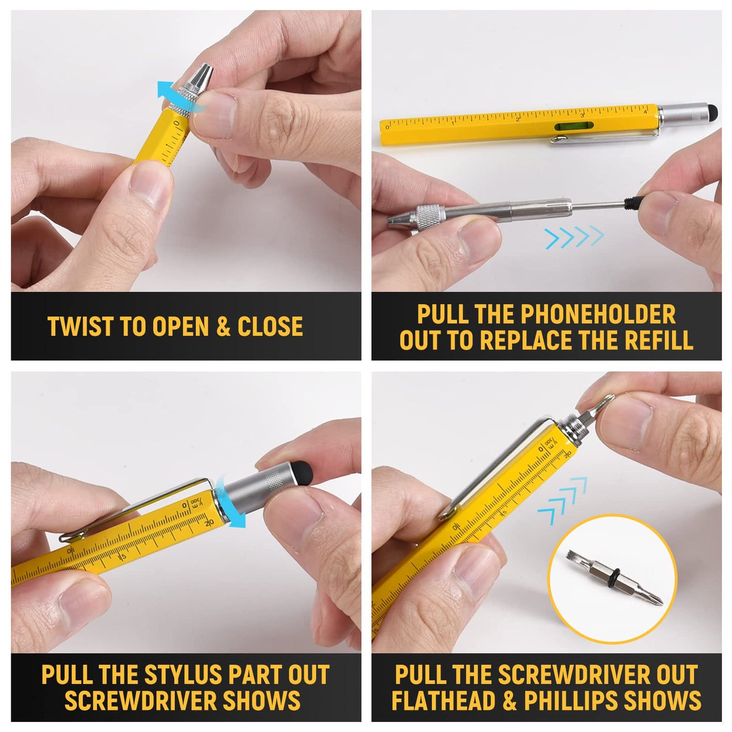 BIIB 6 in 1 Multitool Pen, Mens Gifts for Dad Boyfriend Husband, Anniversary Birthday Father‘s Day Gifts for Men, Gift for Men Who Have Everything, Dad Gift from Daughter Son, Cool Tools Gadgets