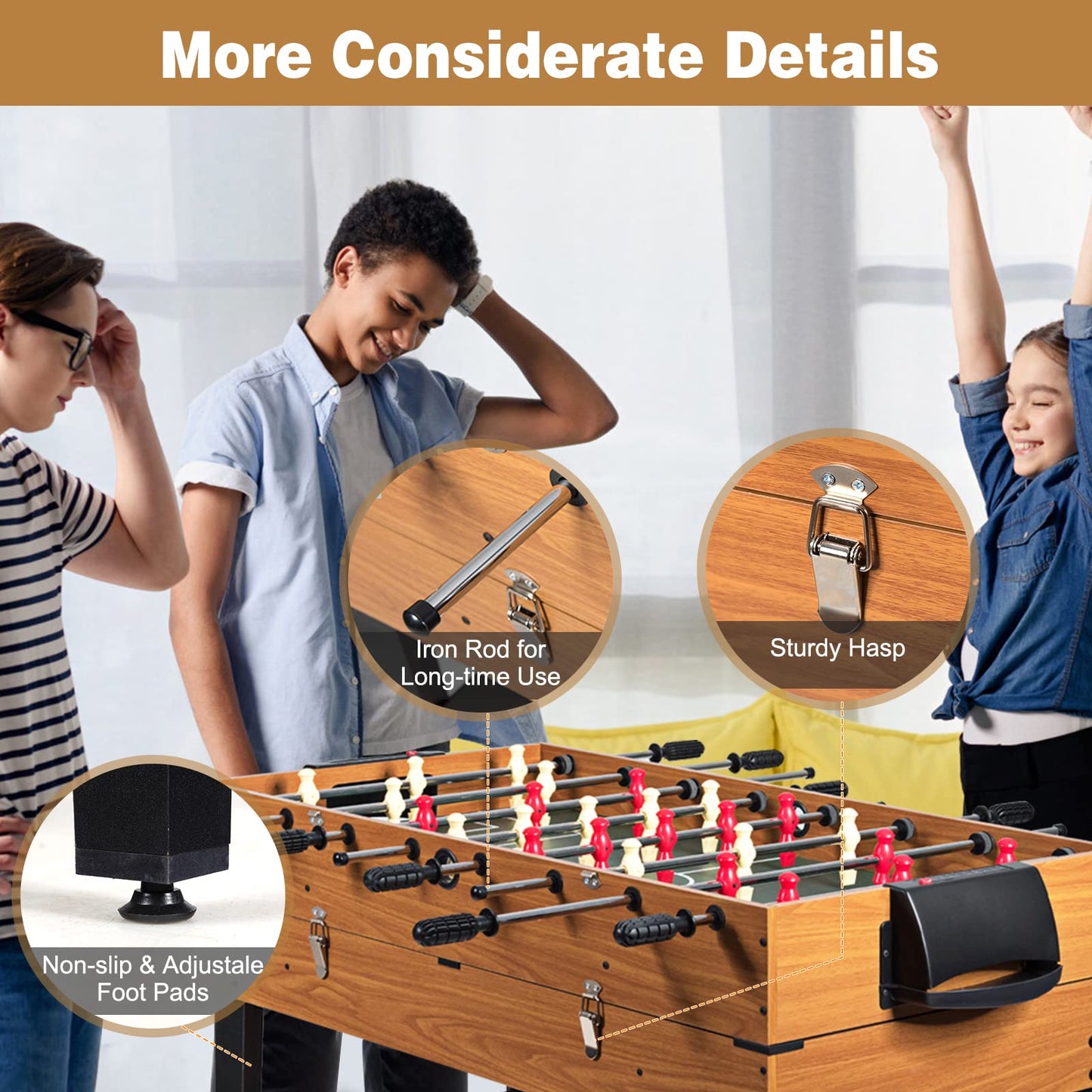 OFFICEJOY Multiple Foosball Table, 3 in 1 Game Table with Soccer, Sling, Horkey Game, 48" Combo Soccer Table for Kids, Adult, Party, Gatherings, Clubs, Game Room