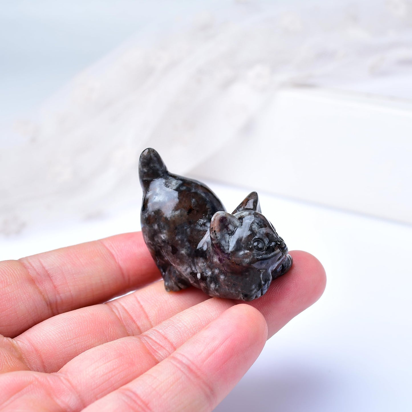 DZJXBZhu Flame Stone Cat Crystal Statue Healing Crystal Reiki Meditation Pocket Gem Guardian Sculpture Home Study Table Desk Decor Collection Gift for Loved Ones