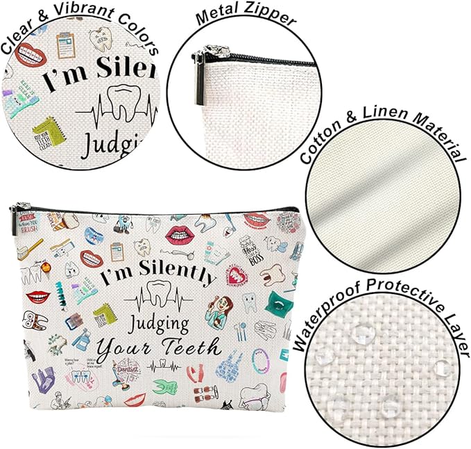 Dentist Gift Dental Gift for Women Makeup Bag Dental Assistant Gift Dental Hygienist Gift Cosmetic Bag Graduation Gift for Dentist Thank You Gift for Her Birthday Retirement Gift