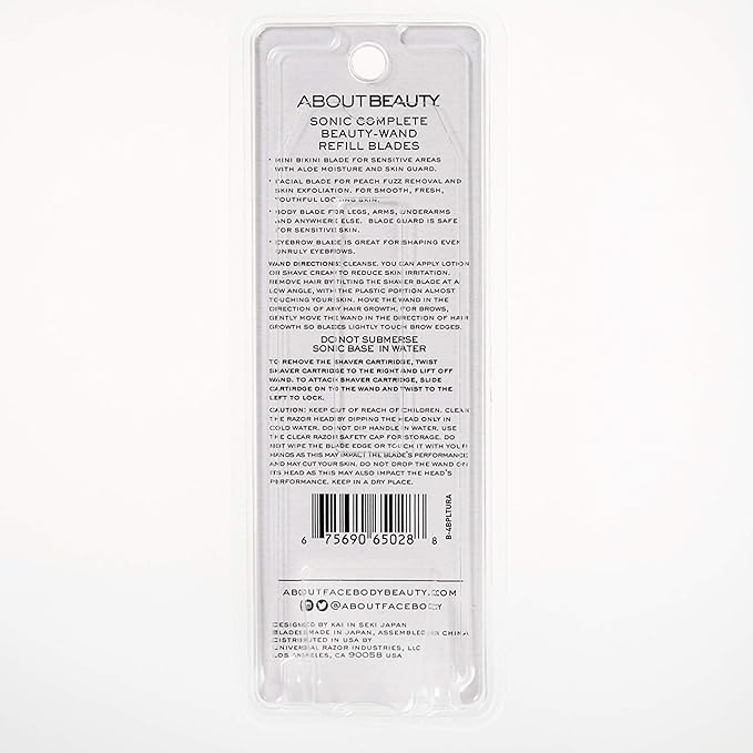 About Beauty Sonic Complete Beauty-Wand Refill Blades for Exfoliating, 4 Pack - Facial, Bikini, Brow & Body Use