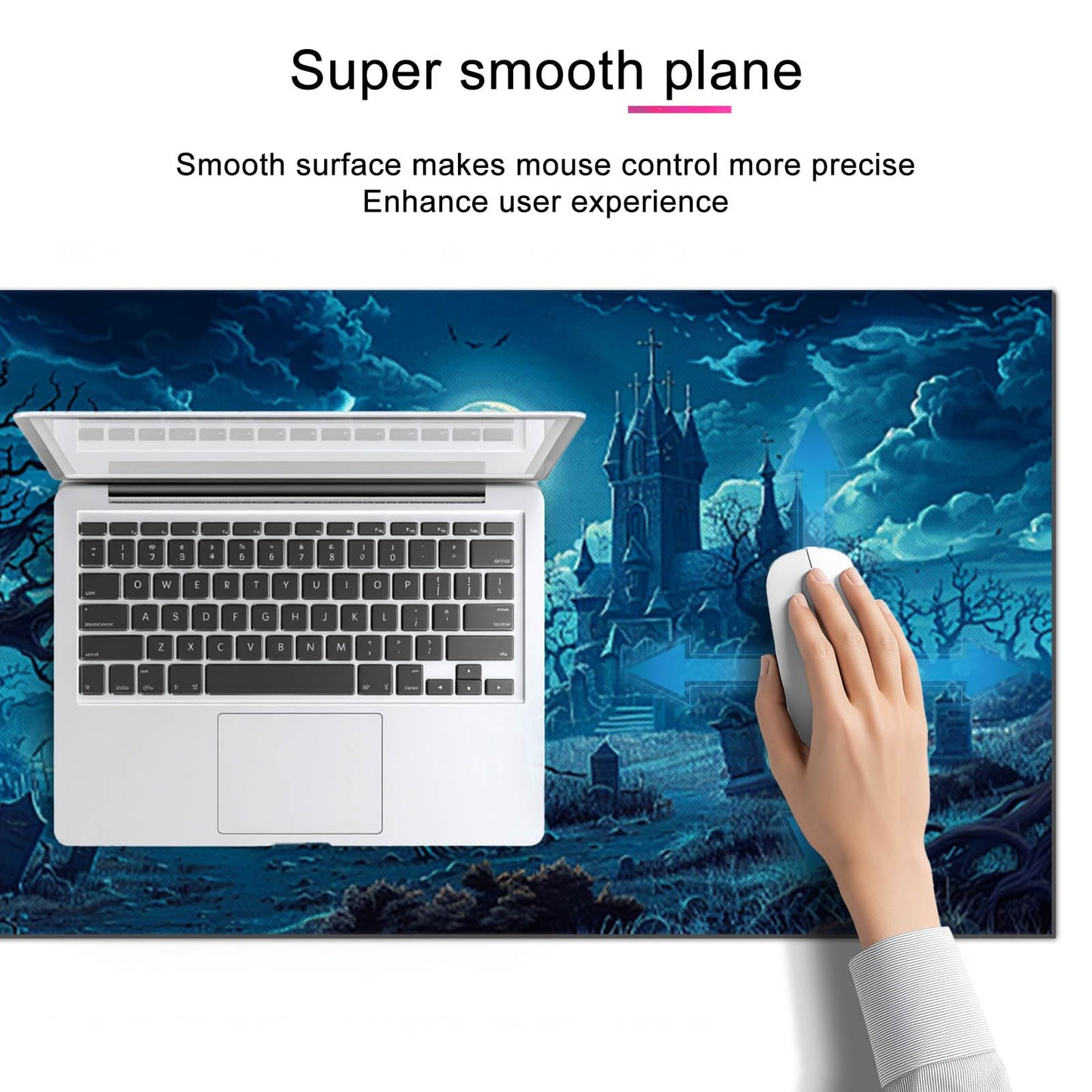 HOMETITUTE Large Mouse Pad 31.5x11.8 Inch Gaming Mousepad Moonlit Graveyard Night Art Non-Slip Keyboard Desktop Protector Mat XL Mouse Pad for Home Office Laptop Wireless Mice Accessories