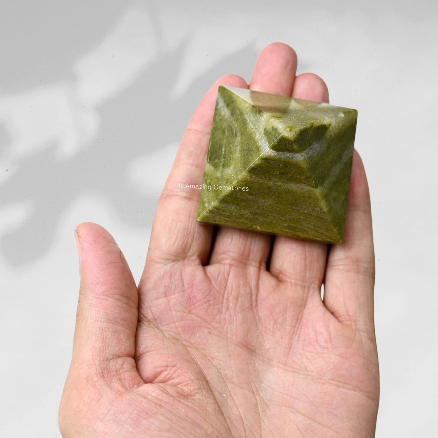 Amazing Gemstone Vesuvianite Pyramid Crystal Healing Stones - 2" Great Pyramid Figurine of Natural Stone Pyramid for Meditation, Reiki, Chakra Balancing and Crystal Pyramids Grid