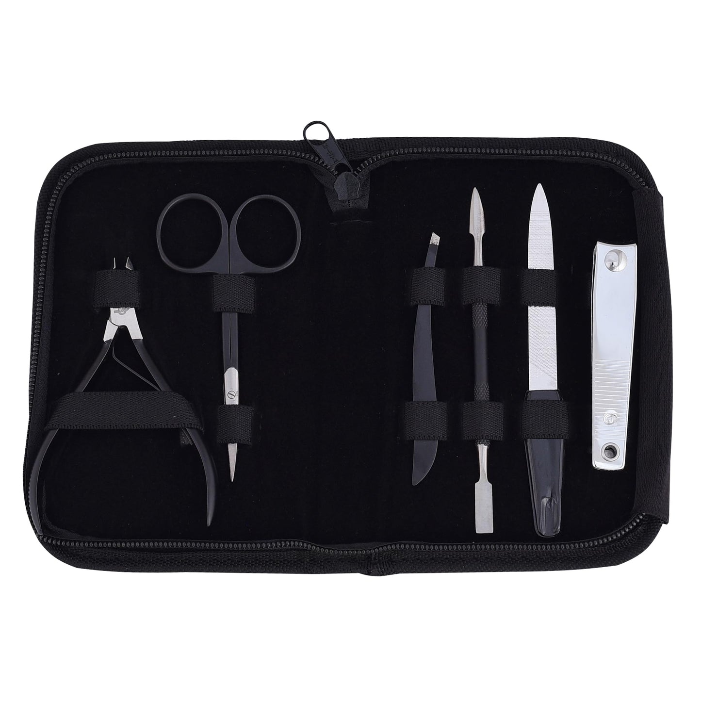 Professional Manicure Pedicure Set – Nail Clippers Kit with Cuticle Trimmer, Nail File, Scissors & Grooming Tools in Portable Travel Case for Men & Women - Black
