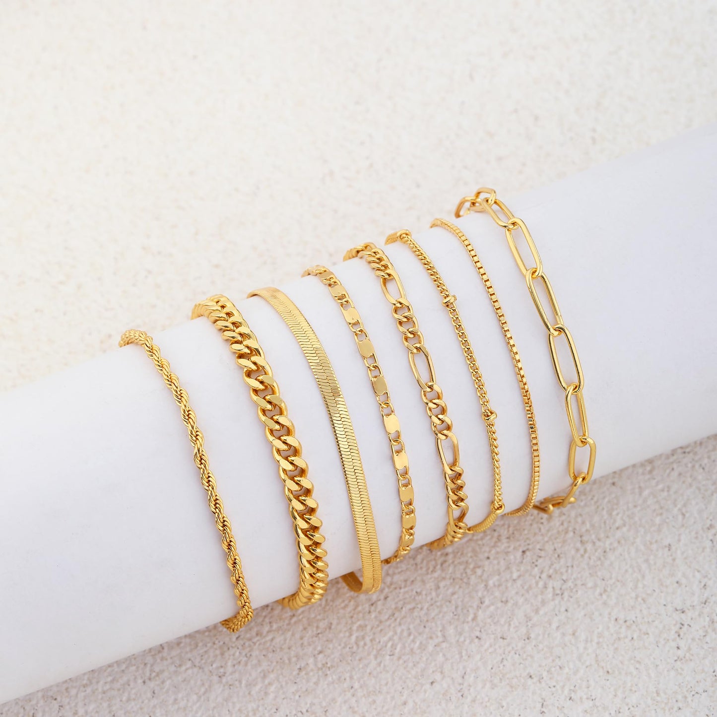 VIROMY Gold Bracelets for Women Waterproof,14K Gold Plated Layered Stackable Bracelet Stack Adjustable Size Jewelry Sets Gifts 8PCS