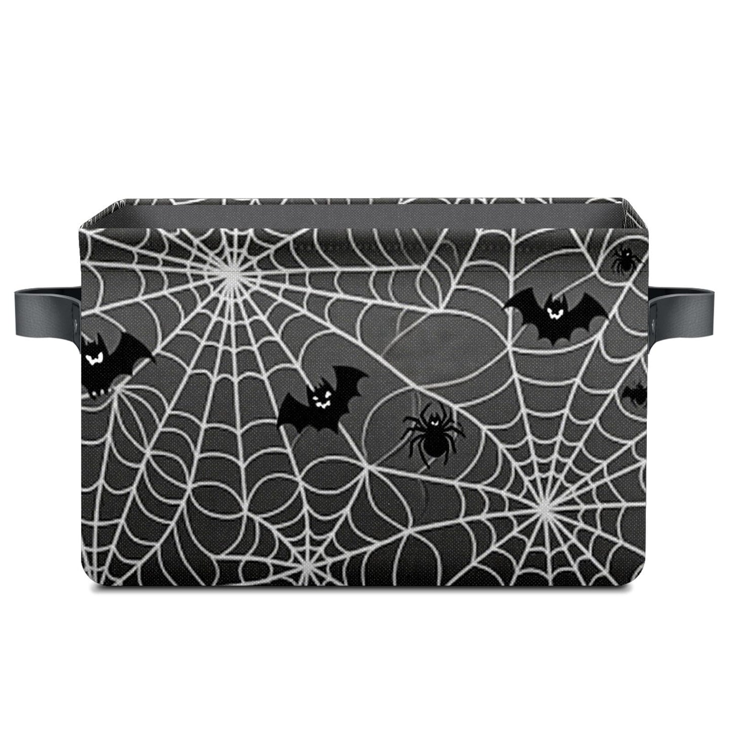 AHENGPAIG Halloween Baskets,Spider Web Bat Storage Bins with Handles for Men, Foldable Organizer Storage Boxes 14 x 10 x 8