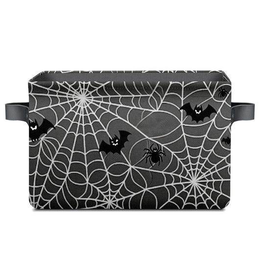 AHENGPAIG Halloween Baskets,Spider Web Bat Storage Bins with Handles for Men, Foldable Organizer Storage Boxes 14 x 10 x 8