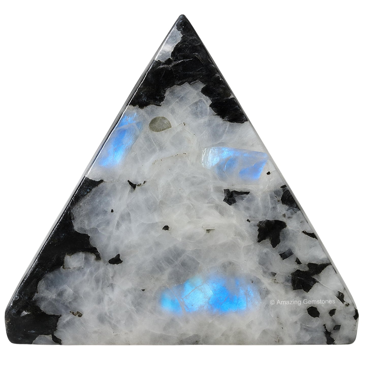 Amazing Gemstone Rainbow Moonstone Pyramid Crystal Healing Stones - 2" Great Pyramid Figurine of Natural Stone Pyramid for Meditation, Reiki, Chakra Balancing and Crystal Pyramids Grid