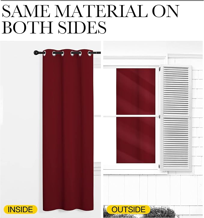 NICETOWN Burgundy Red Blackout Curtains 102 inches Length for Living Room, 2 Panels, 55" Wide, Thermal Insulated Long Drapes for Large Window