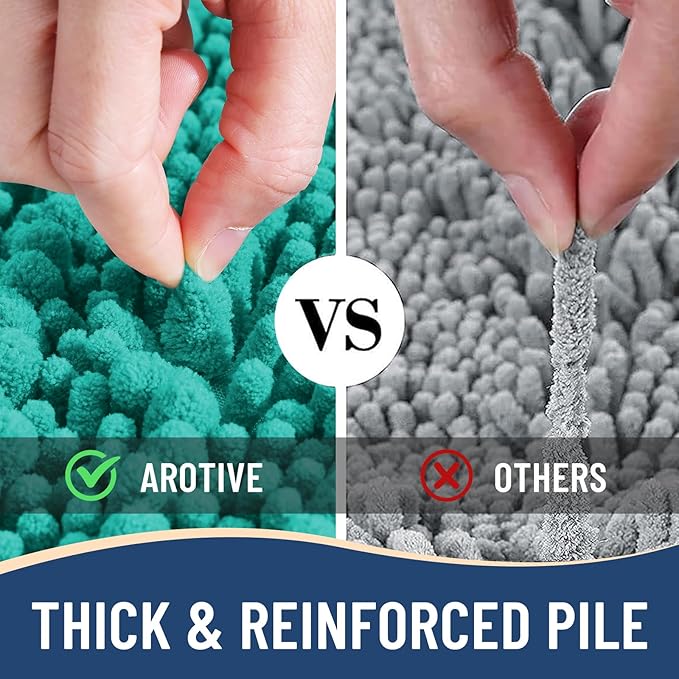 Arotive Luxury Chenille Bathroom Rug Mat, Extra Soft Thick Absorbent Shaggy Bath Rugs, Non-Slip Machine Wash Dry, Plush Bath Mats for Bathroom, Shower and Tub, 30x17, Teal