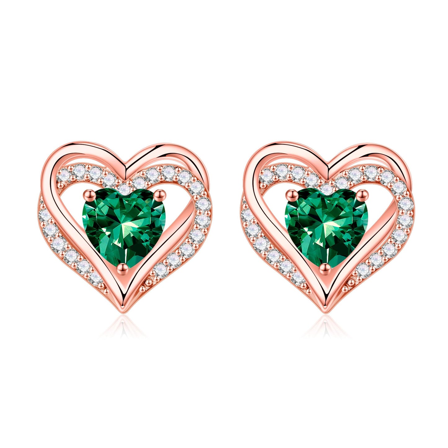 Iefil Earrings for Women, 925 Sterling Silver May Birthstone Green Emerald Earrings