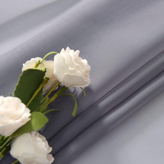 SpaceDresser Sheer Voile Window Treatment Rod Pocket Curtain Panels for Kitchen Bedroom Living Room Drapes Sunlight Filtering Privacy Semi Home Decor Assorted Colors Sizes (Grey, 52 W x 63 L)