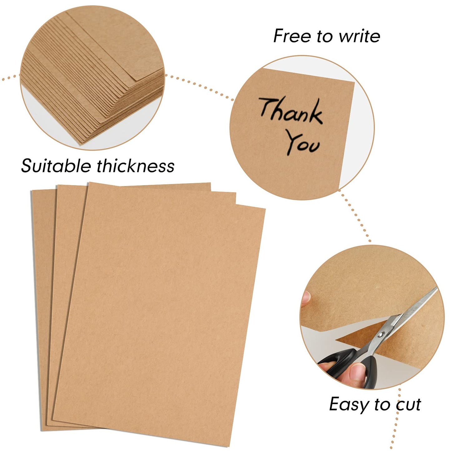 FEPITO 100 Sheets Kraft Paper Brown Kraft Printer Paper 8.5 x 11 Inches Letter Size Craft Paper for Printing Labels Crafts Wedding Invitations
