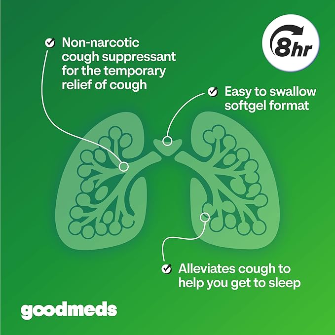 Cough Relief for Adults 120 Softgels Dextromethorphan HBr (DXM) 15mg 8Hour, Non-Drowsy, Long-Lasting Bronchial Suppressant for Dry Cough and Chest Congestion