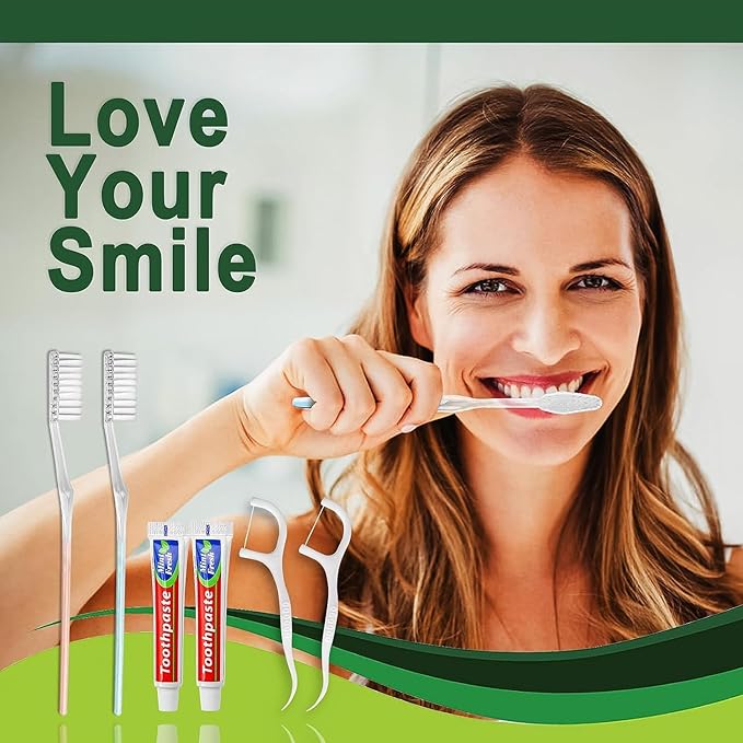 200pcs Disposable Toothbrushes with Toothpaste Floss Individually Wrapped, 2 Color Disposable Toothbrush, 10g Toothpaste, Floss Pick, Bulk Toothbrush Kit for Homeless,Airbnb,Hotel