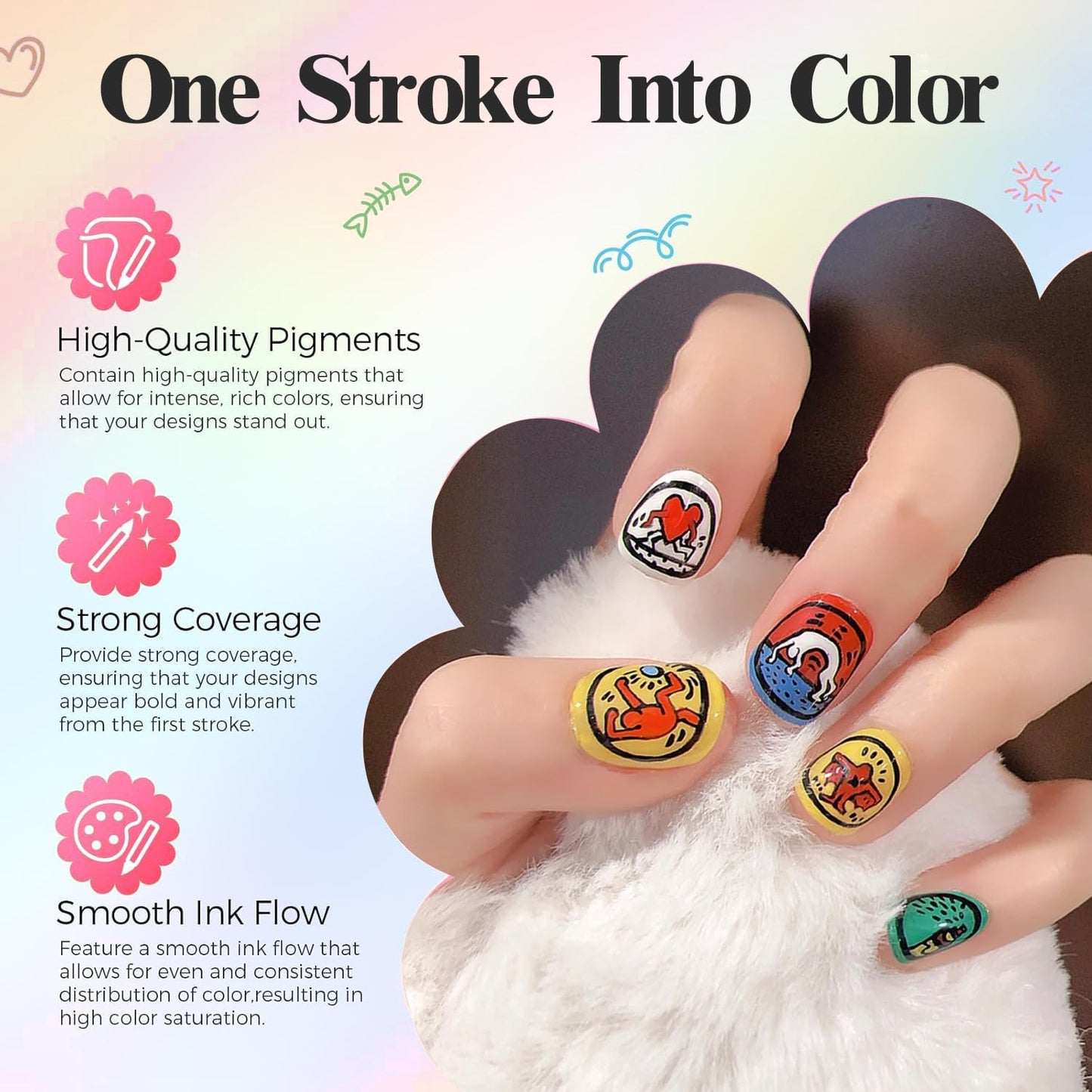 12 Color 3D Nail Art Pens Set,3