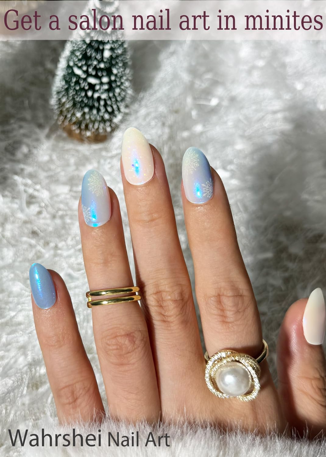 Semi Cured Gel Nail Strips, Glitter Snow 20pcs Adhesive UV Sticker, Wraps for Home Manicure DIY
