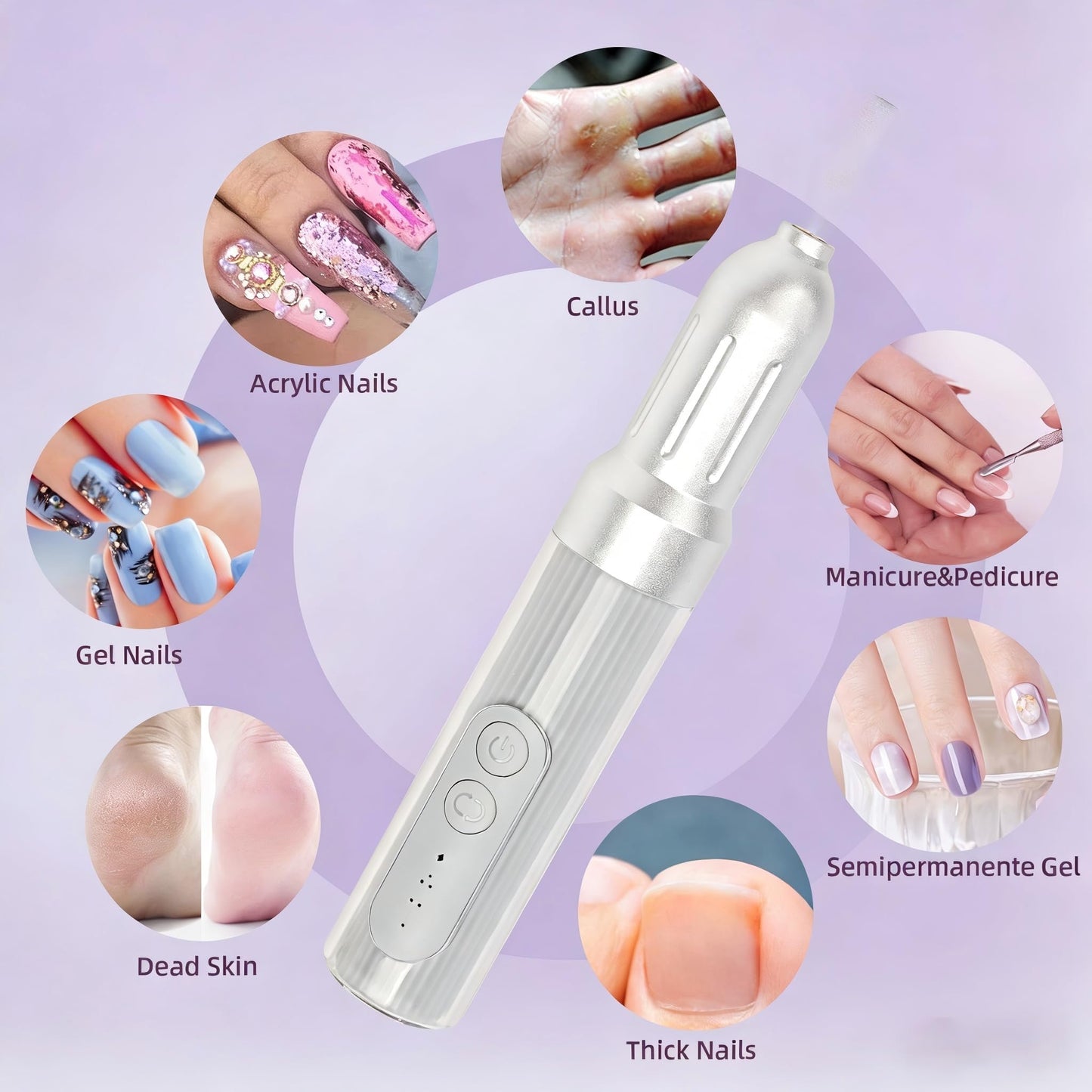 Electric Nail Drill Kit, Cordless 6 Speed Electric Nail File with Manicure Pedicure Nail Set for Acrylic Gel Nails, Professional Nail Drill for Home Salon Use