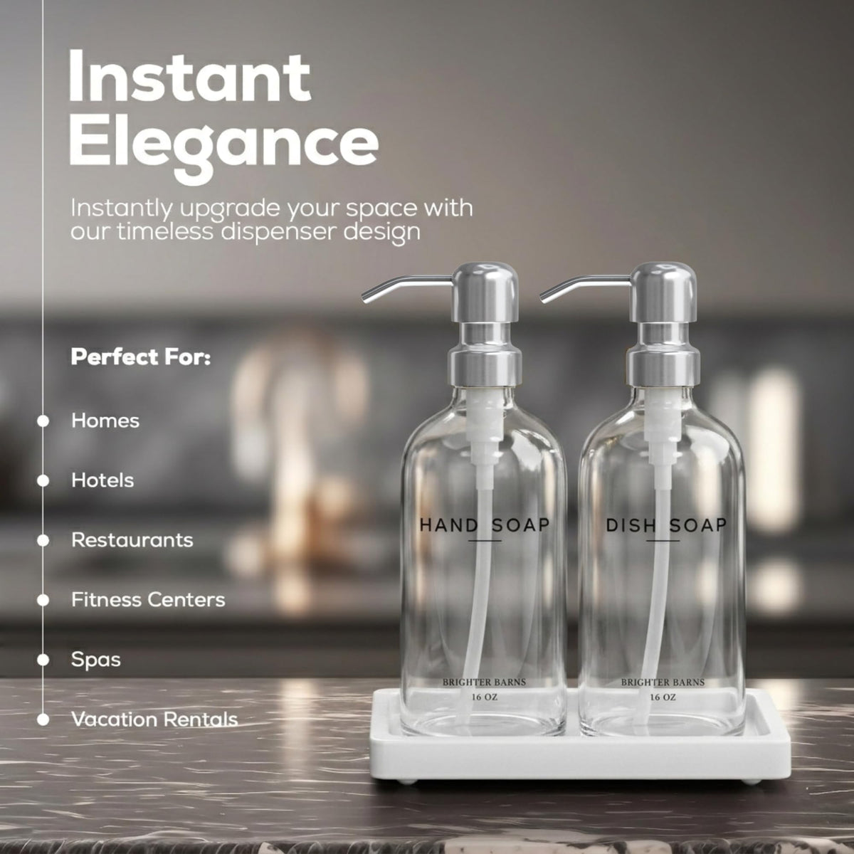 Glass Hand and Dish Soap Dispenser Set by Brighter Barns