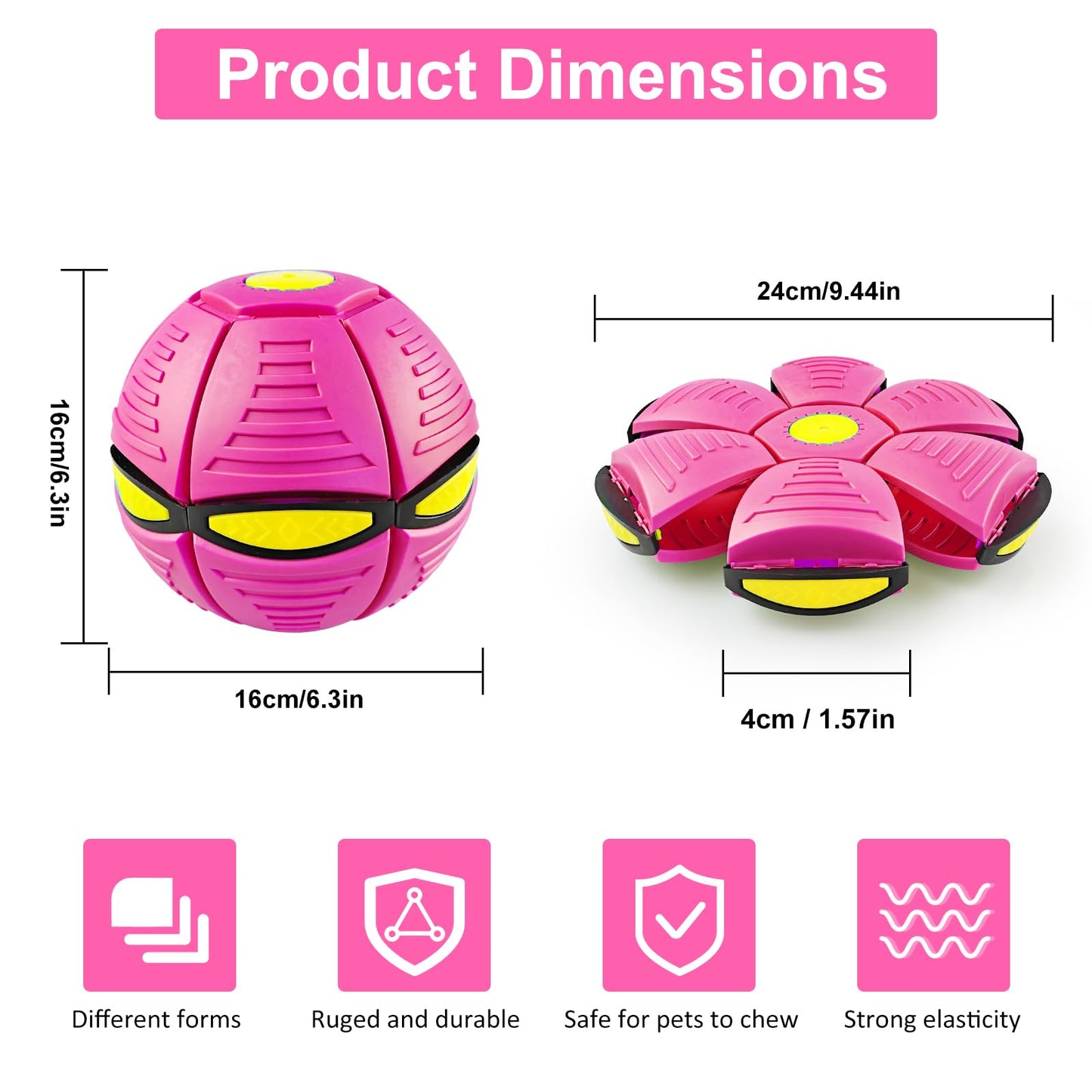 BHPWZB Magic Ball Pop Up Balls Light-Up – Magic Bouncing Pop Up Toy with Bright Motion Lights Dual-Form Magic Meta Ball Bouncy Balls for Indoor Outdoor Fun (Pink)