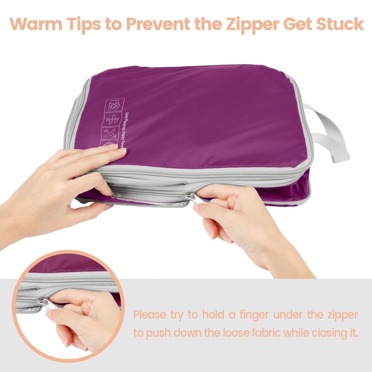 Cambond Compression Packing Cubes for Travel - 4 Pack Lightweight Expandable Luggage Packing Organizers Travel Essentials Accessories Bags Compression Cubes Space Saver for Carry on Suitcases, Purple