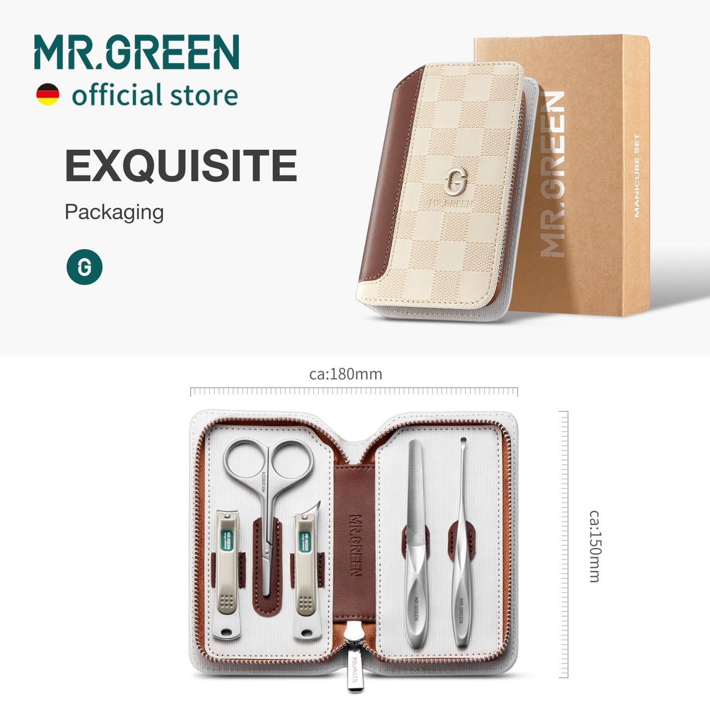 MR.GREEN Manicure Sets Light Luxury Nail Clipper Kits Personal Care Tools Fashion Contrasting PU Case (Mr-8883)