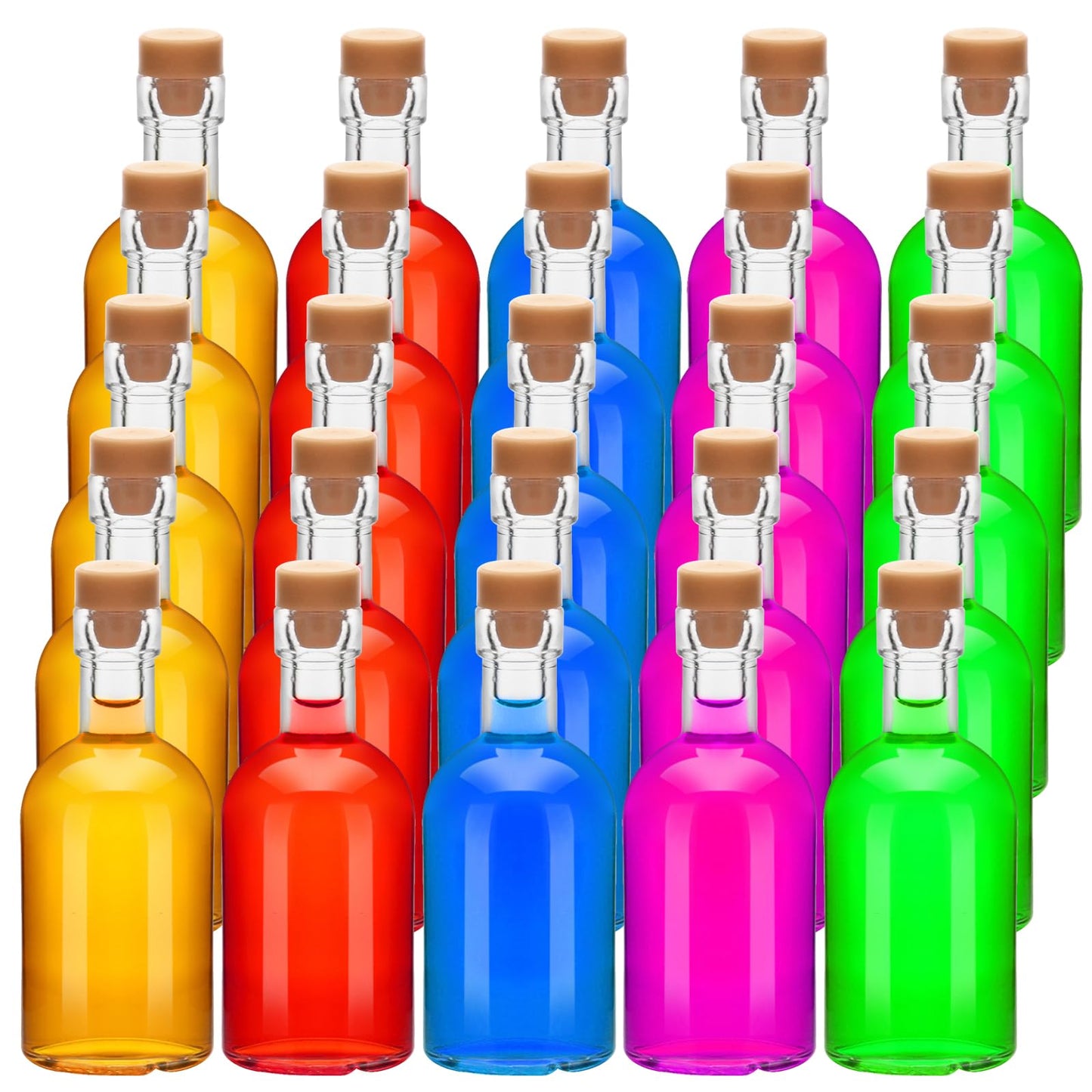 eispap 25 Pcs 1.7OZ Mini Glass Liquor with Lids Small Glass Wine Bottles Reusable Empty Alcohol Bottles for Christmas Birthday Weddings Party Favors (50ML25PC)