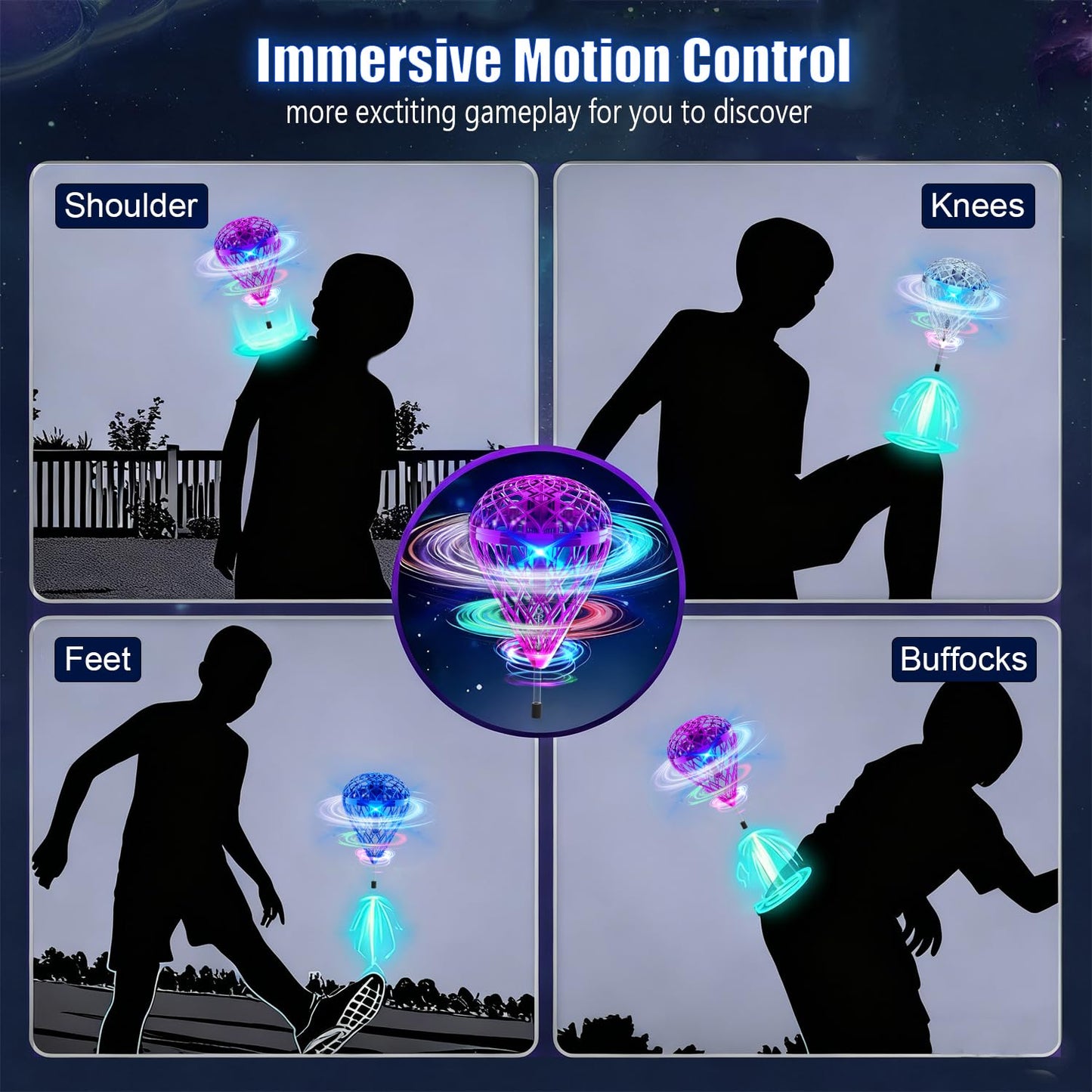 Magical Flying Ball,Flying Toy For Kids With Motion-Control & 3d Flip,Usb Rechargeable Cool Hover Bouncing Spinner Gift For Boys Girls Teens Ages 8 9 10 11 12 Years Old (Silver)