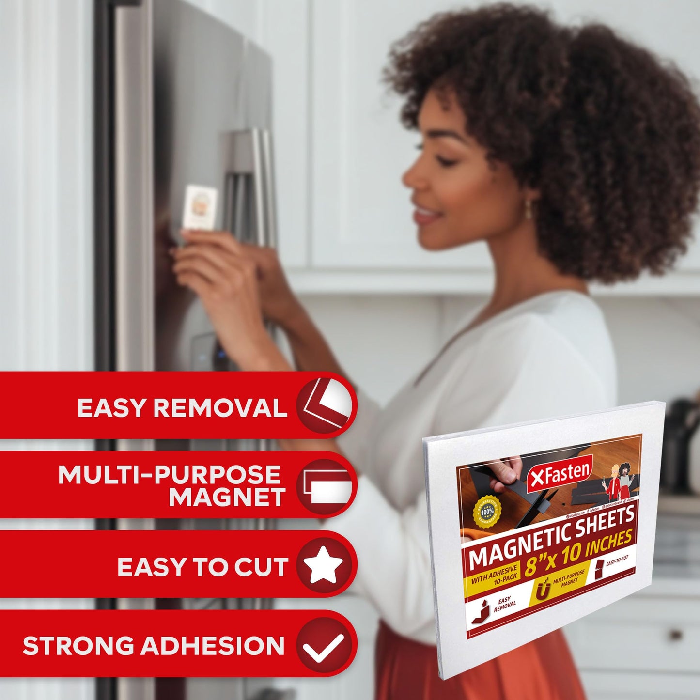 XFasten Magnetic Sheets 8x10 Inch 20mil (Set of 10) - Magnetic Adhesive Sheets -Premium Peel and Stick Magnetic Sheets with Adhesive Backing