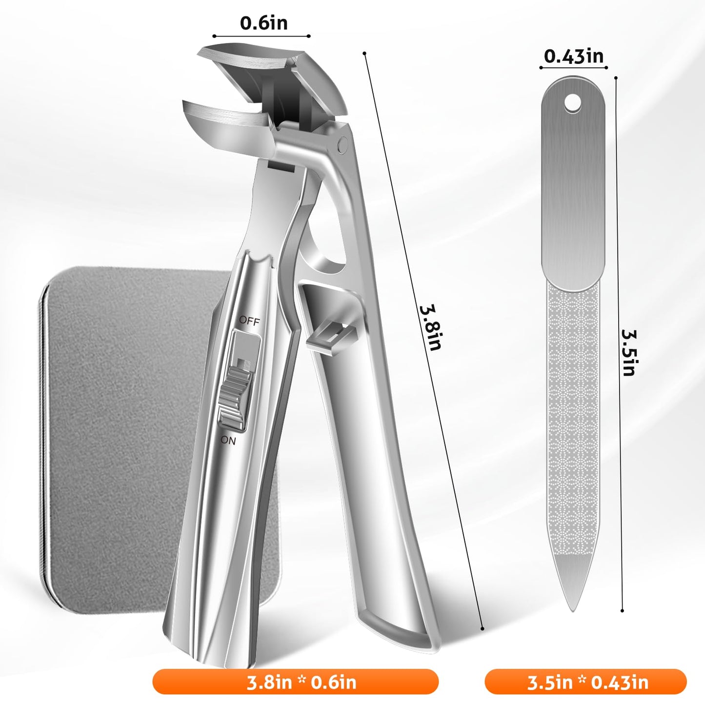 Toenail Clippers for Seniors Thick Toenails, Upgrade Angled Head Large Toe Nail Clippers for Men with Wide Jaw Opening, Sharp Heavy Duty Fingernail Clipper Cutter with Catcher Long Handle - Silver