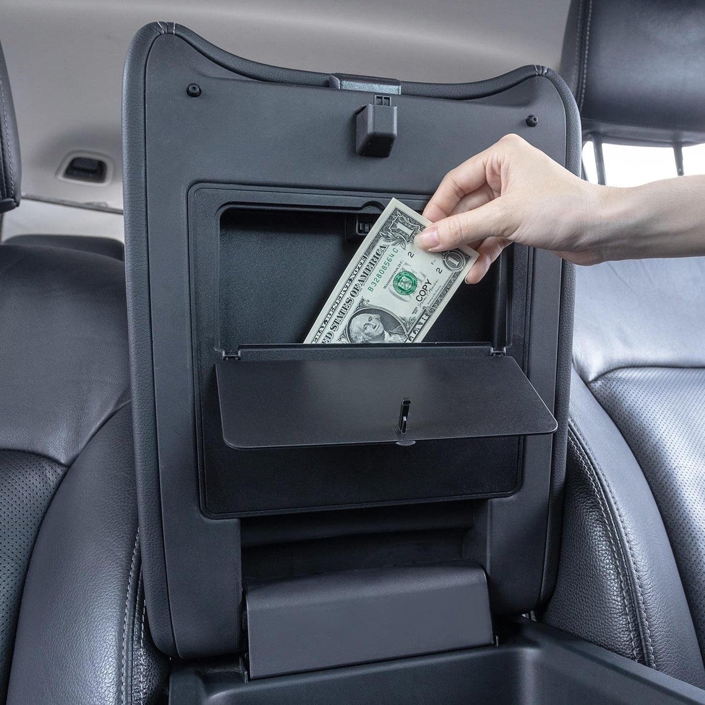 PIMCAR Center Console Hidden Organizer for 2023-2025 Honda Pilot, 2024-2026 Honda Ridgeline/Passport Armrest Hidden Storage Box Secret Compartment Press to Open and Close Car Accessories