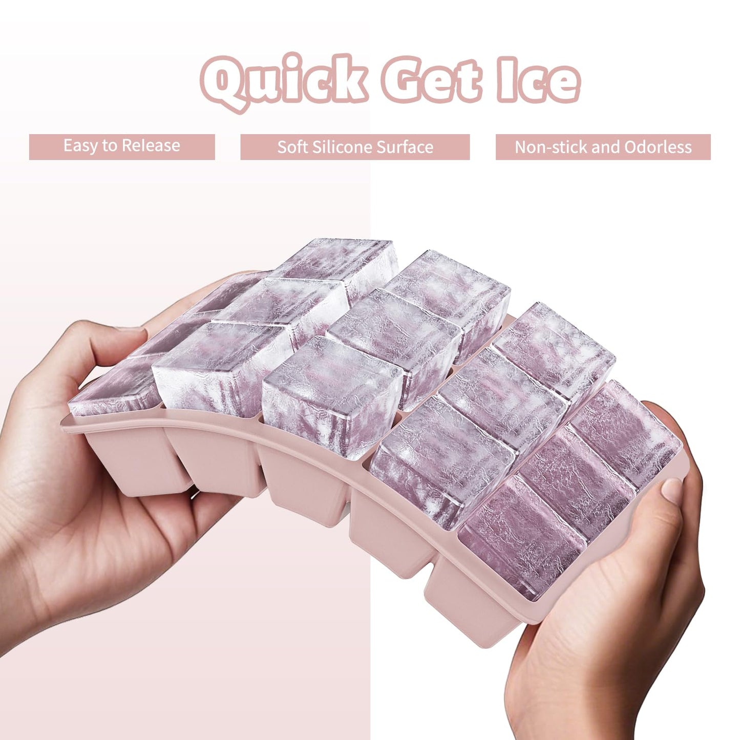 Silicone Ice Cube Tray 3 Pack - EASY RELEASE ice cube tray with lid, BPA Free Ice Cubes Trays for Freezer,ice cube mold for Cocktail,Whiskey (Blue+Pink+Green)