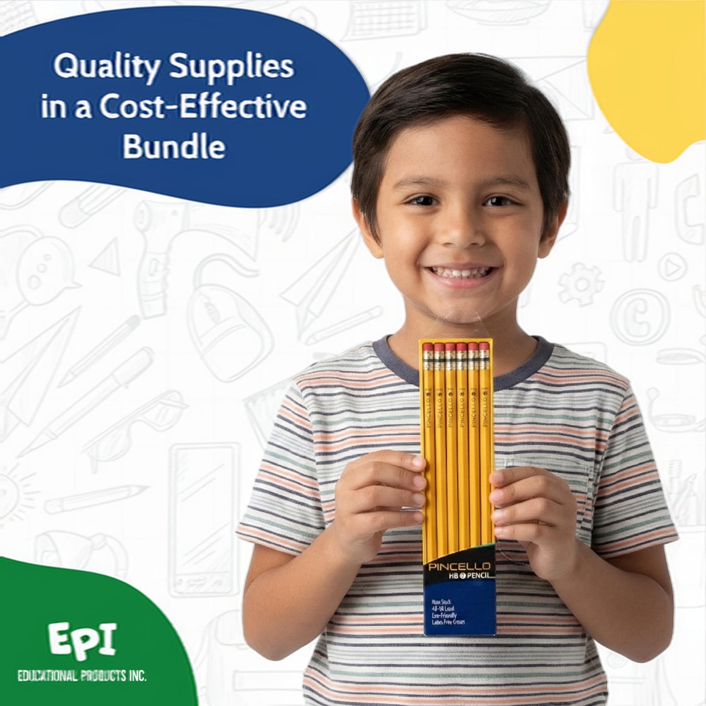 EPI Essentials Back to School Supplies for Kids – 74 Items in Kit – Kindergarten to 5th Grade School Supply Packs – Wide-Ruled Bundle with Composition Notebooks – Suitable for Homeschooling