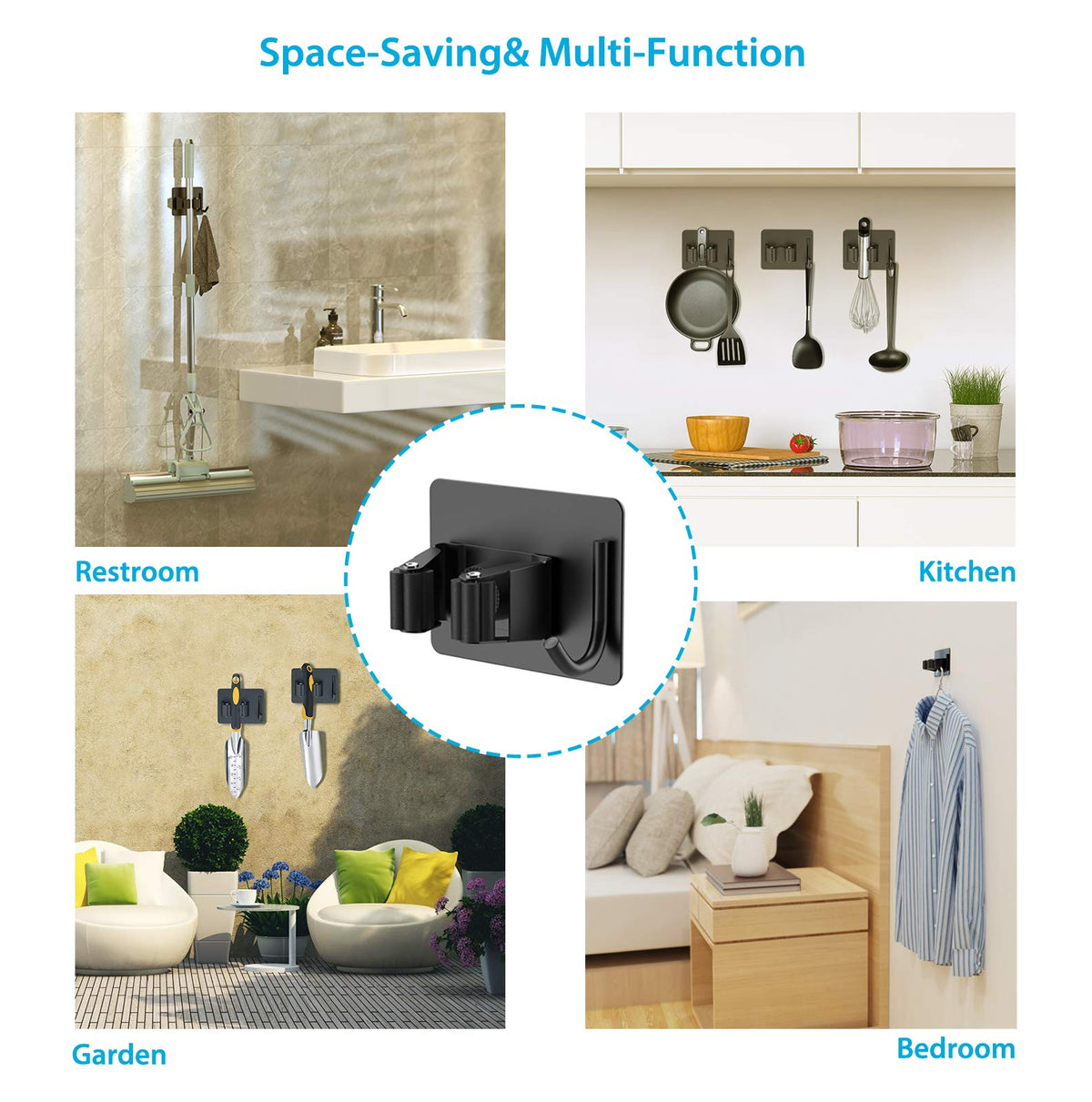 Broom Holder Wall Mount 6Pcs
