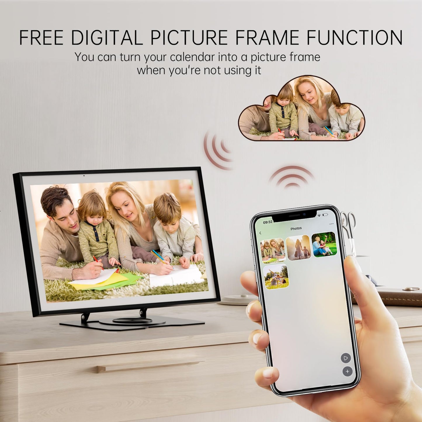 Digital Calendar, 15.6 inch Wall Planner & Chore Chart, Rechargeable Full HD Touchscreen Display, Portable Smart Family Organizer, Event Planner, Desk and Wall mountable, Perfect for Family Schedules - No Subscription (Free Magic Import)