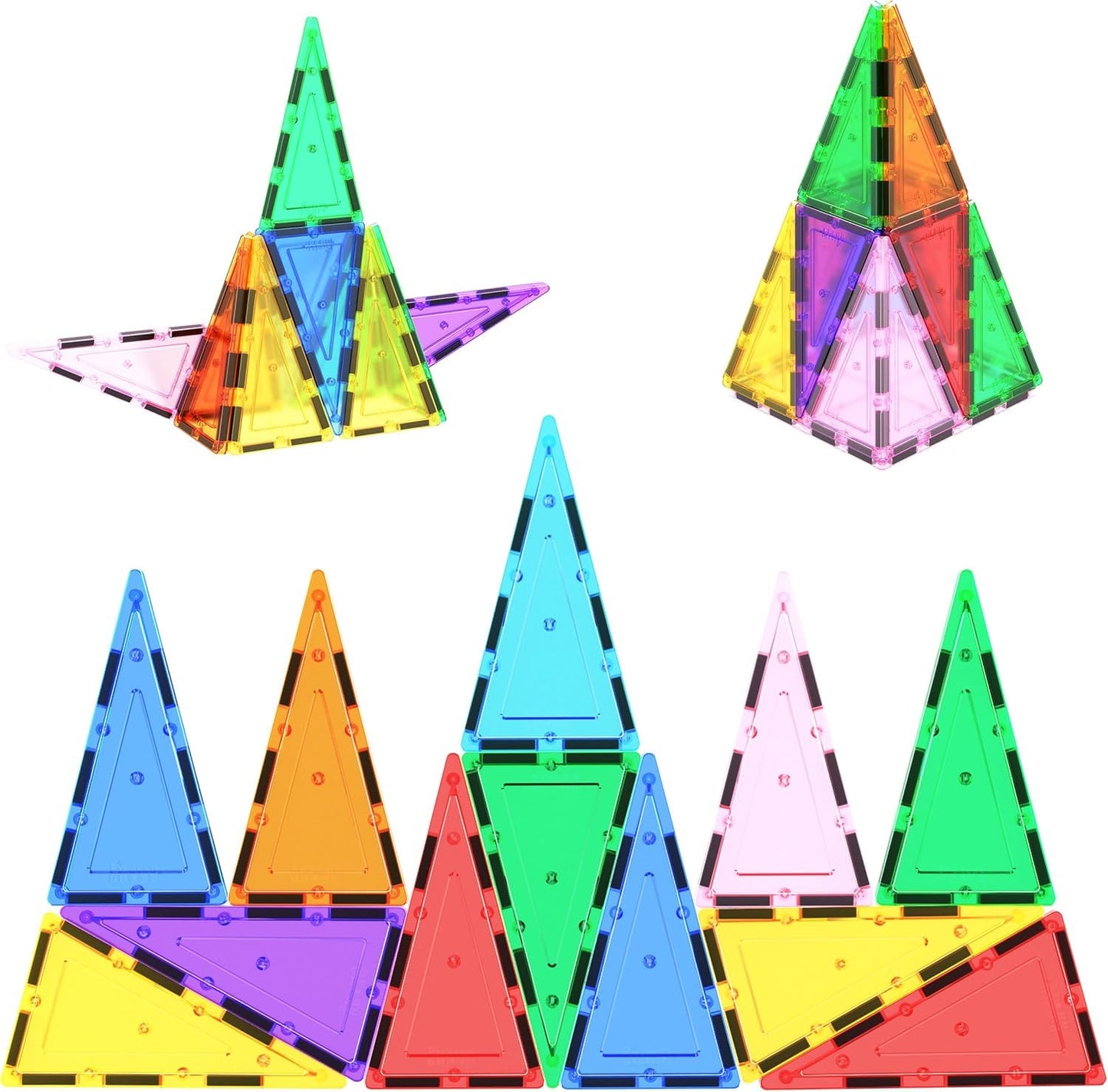 PicassoTiles 12pcs Magnetic Building Block Set Isosceles Triangle Magnet Tiles Construction Toy STEM Learning Kit Educational Playboard Prek Pretend Play Stacking Blocks Child Brain Development PTE03