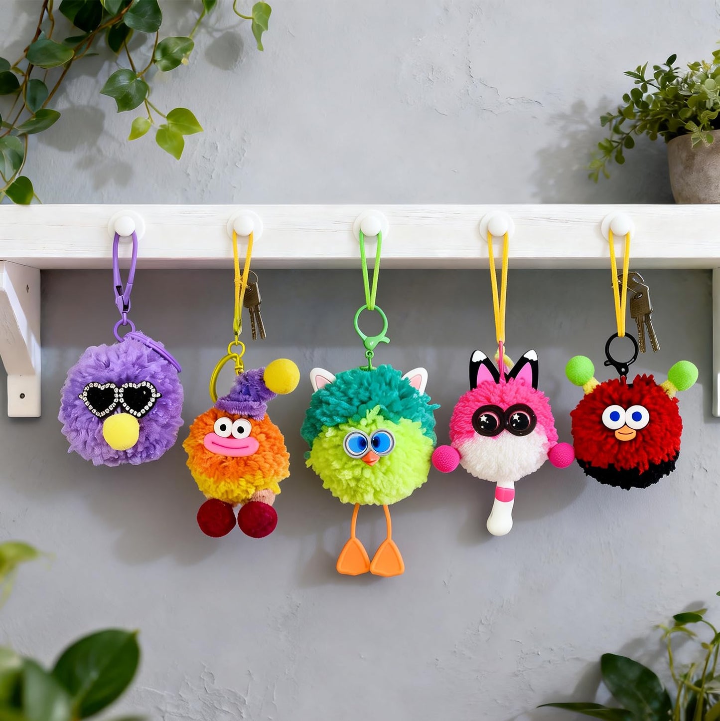 Pom Poms Maker Kit ,DIY Keychain Making Supplies,Craft Kit for Adult