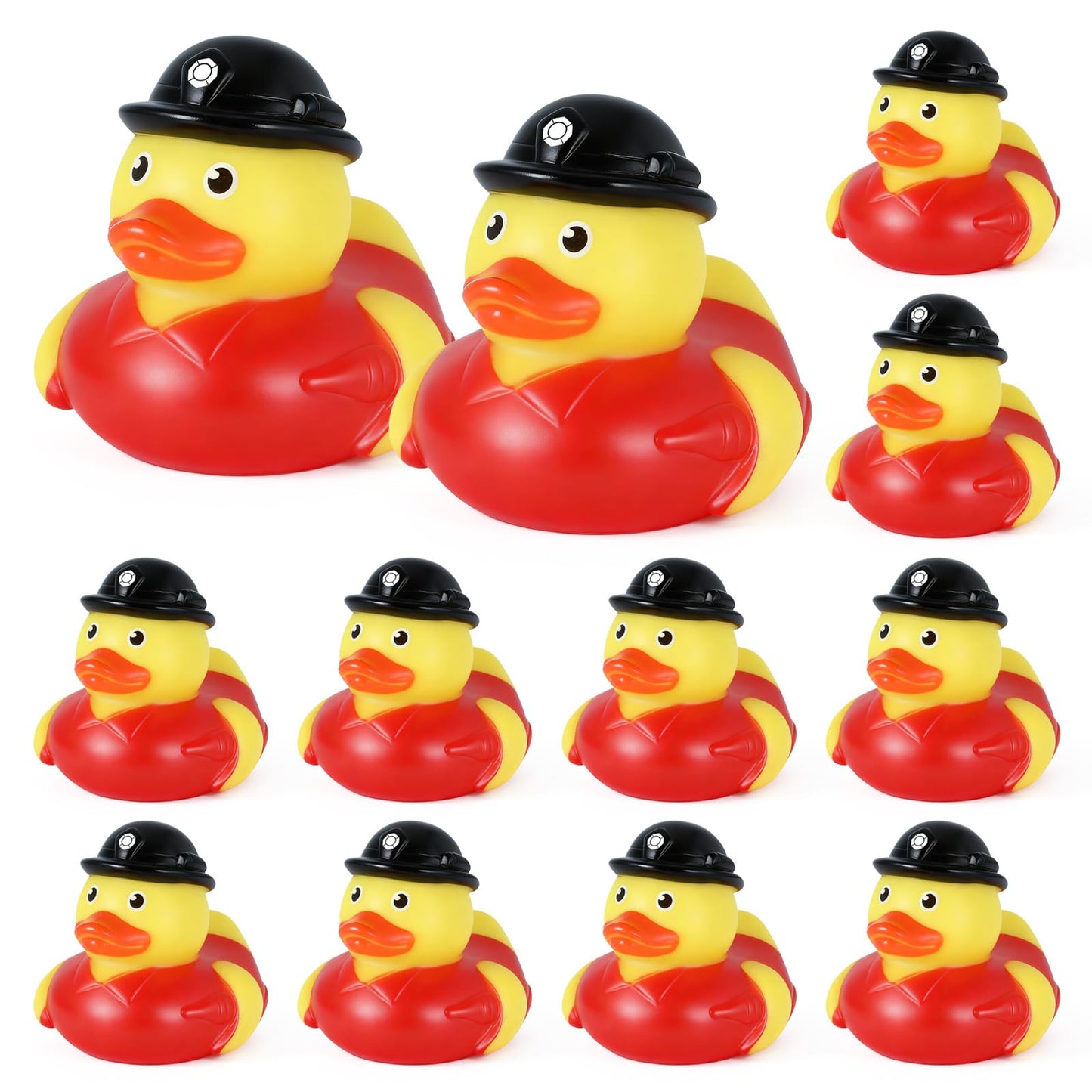 Jyeennar 12 Pcs Firefighter Rubber Ducks Bulk, 2 Inch Fireman Rubber Ducky Bath Toy for Firefighter Party Favors, Birthday Gifts, Pool & Bath Tub Fun