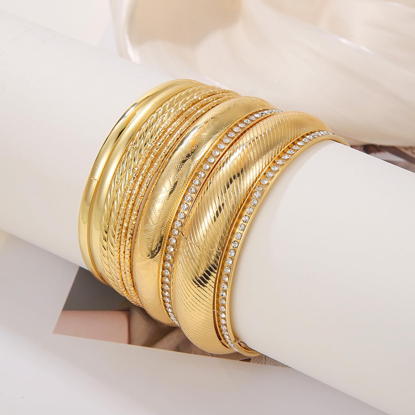 FUNOJOY Bangle Bracelets for Women,14K Gold Plated Boho Indian Multi Stackable Bangles For Women Jewelry Gifts