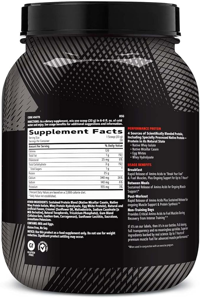 GNC AMP Sustained Protein Blend | Targeted Muscle Building and Exercise Formula | 4 Protein Sources with Rapid & Sustained Release | Gluten Free | Peanut Butter Puffs | 28 Servings