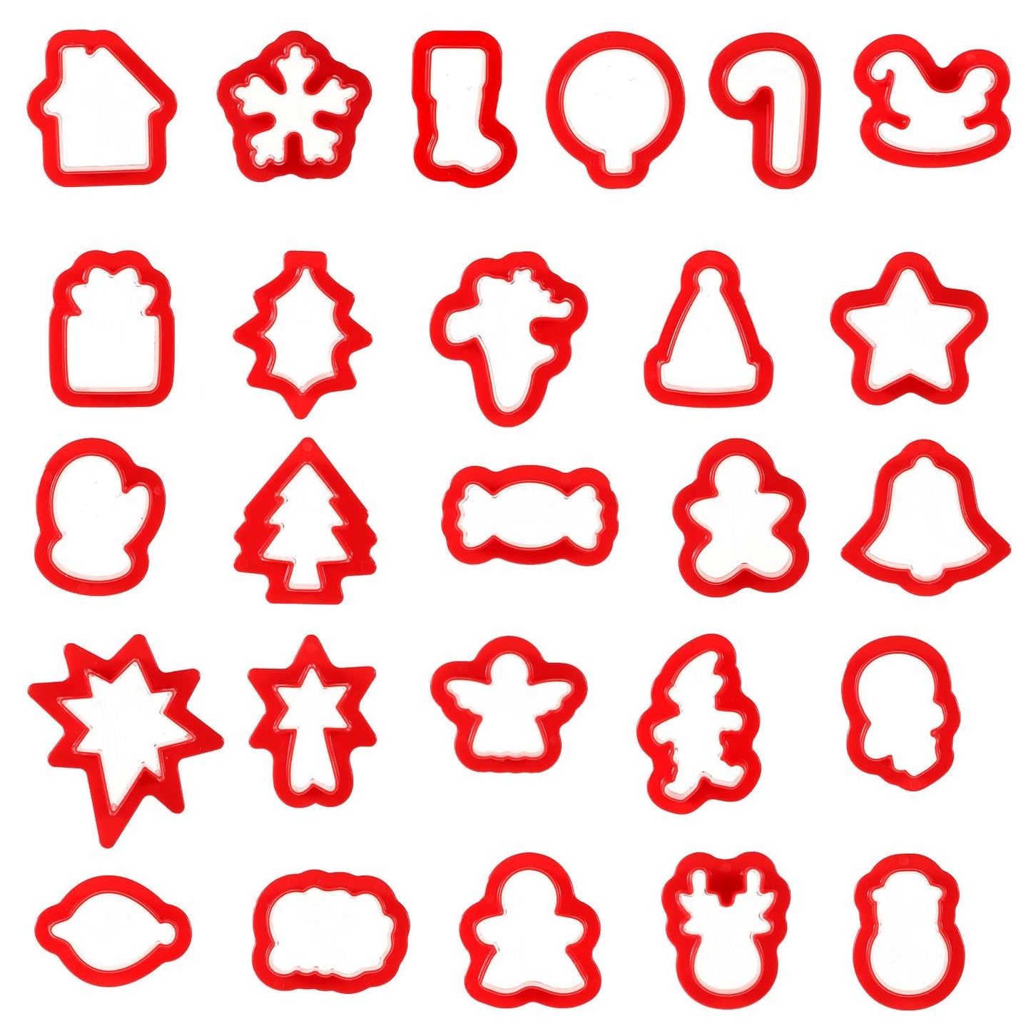 26pcs Christmas Polymer Clay Cutters for Ornaments, Resin Polymer Clay Molds Mini Xmas Holiday Embedded Clay Cutters 26 Design Polymer Clay Tools for Earrings Jewelry Making DIY Craft (Red)