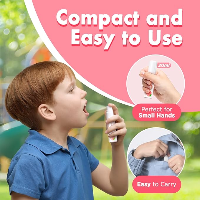Mouth Spray for Kids Toddler Toothpaste Helper Fluoride Free Baby Toothpaste Cavity Protection Oral Care with Natural P113+ Antibacterial Peptide for Newborns to Age 6 (Original&Strawberry)