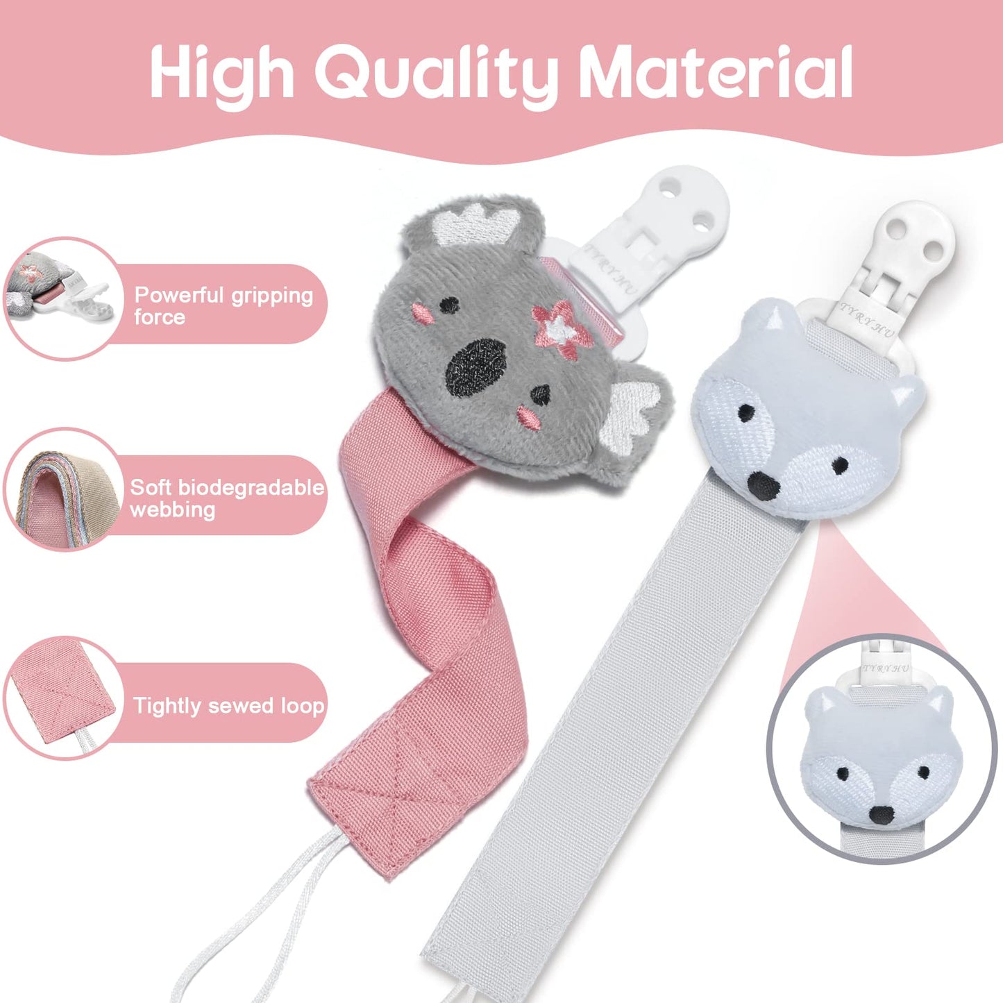 TYRY.HU 4 Pack Baby Teething Toys for Babies 0-36 Months with Neutral Pacifier Clip