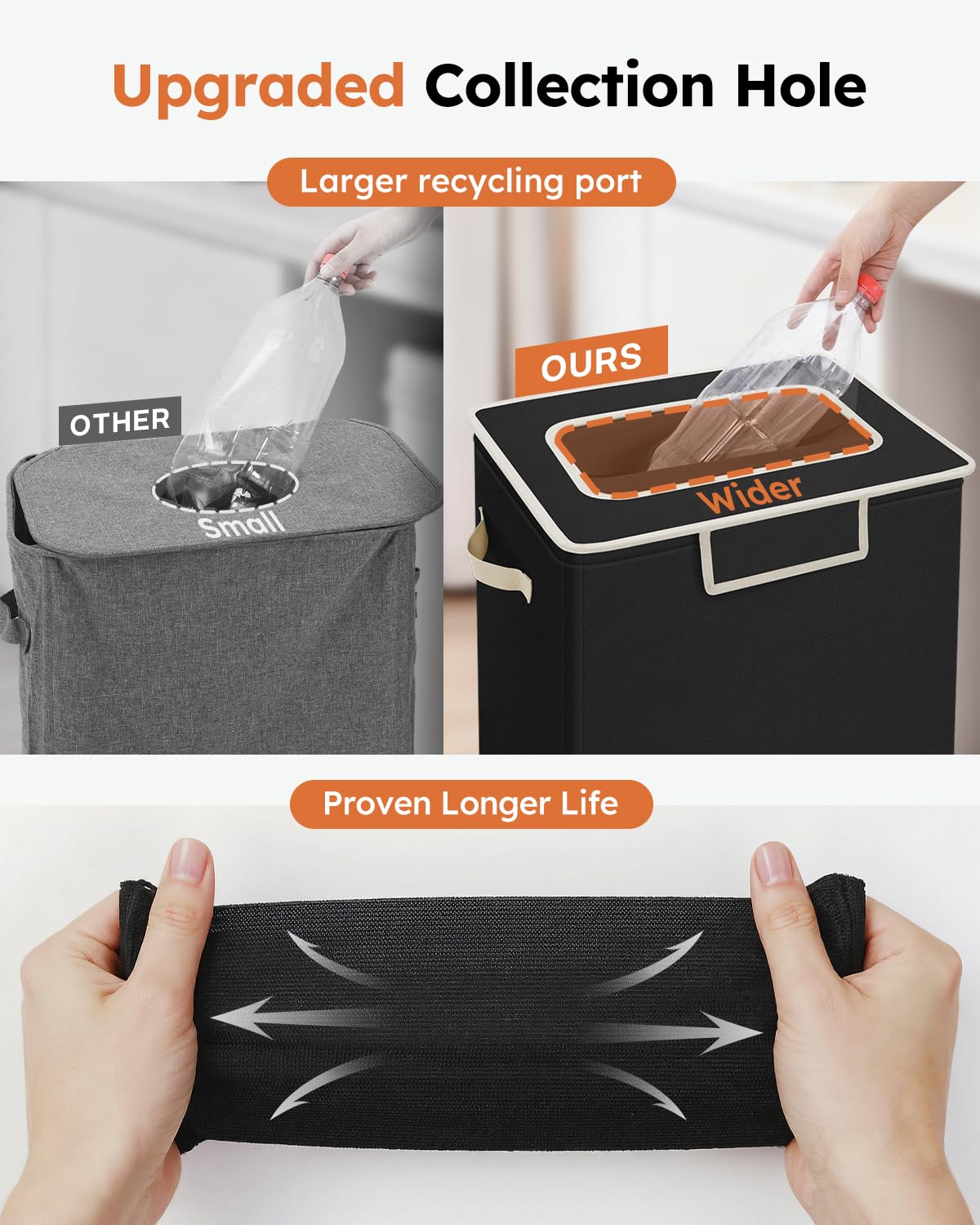 SOLEDI Recycle Bins for Kitchen,26 Gallon Recycling Bin with Lid and 2 Removeable Reusable Inner Bags,Indoor Recycling Trash Can for Collector of Bottles Cans, and Plastic,Black