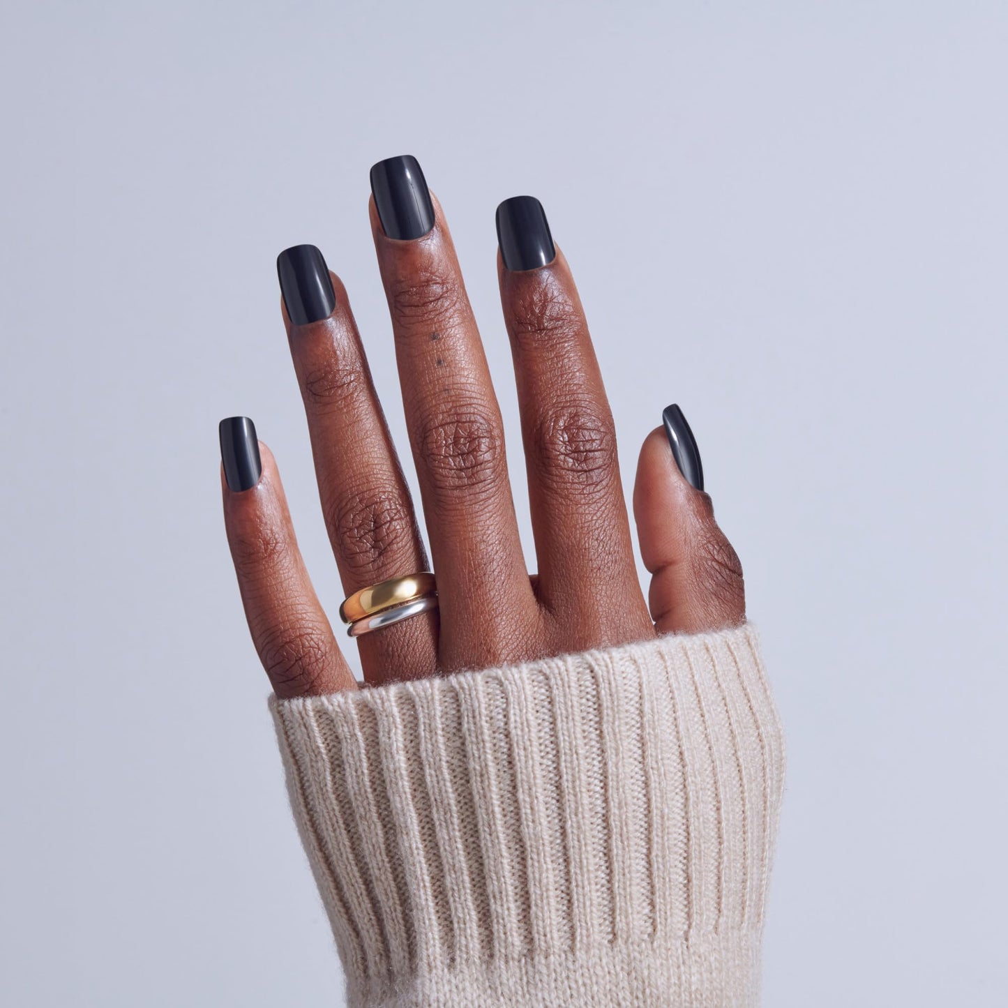 Kiss Core, Press On Nails, Nail glue included, 'Photogenic', Black, Short Size, Squoval Shape, Includes 32 Nails, 2g Glue, 1 Manicure Stick, 1 Mini File