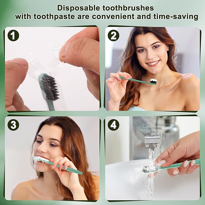 HOFASON Disposable Toothbrushes with Toothpaste 100 Pack, Bulk Travel Toothpaste and Toothbrush Set, Travel Size Tooth Brush Paste Kit, Individually Wrapped Toiletries for Homeless, Hotel, Shelter